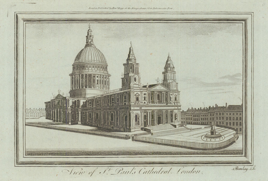 View of St Paul's Cathedral, London. WALPOOLE 1794 old antique print picture